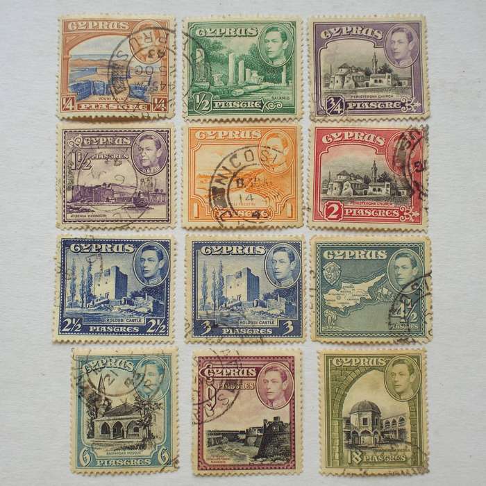 CYPRUS - 1938 Defin Issue "KGVI" - Part Set of Singles - Used