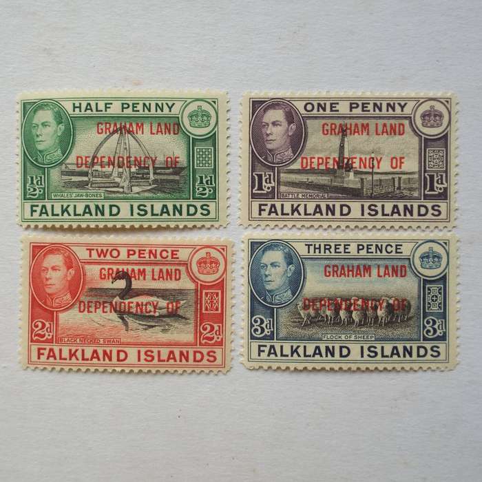 FALKLAND ISLAND DEPENDENCIES "GRAHAM LAND" - 1944 Optd - Part Set of Singles - Unused