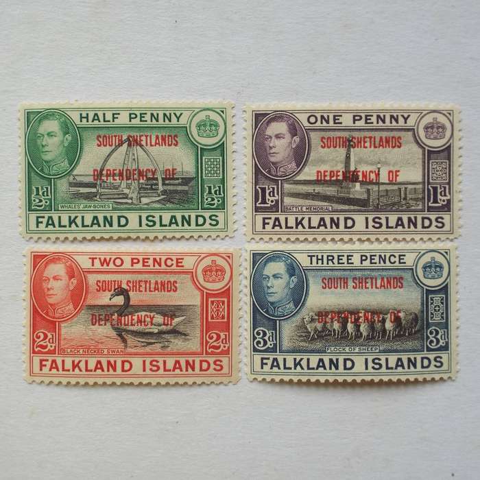 FALKLAND ISLAND DEPENDENCIES "SOUTH SHETLANDS" - 1944 Optd - Part Set of Singles - Unused