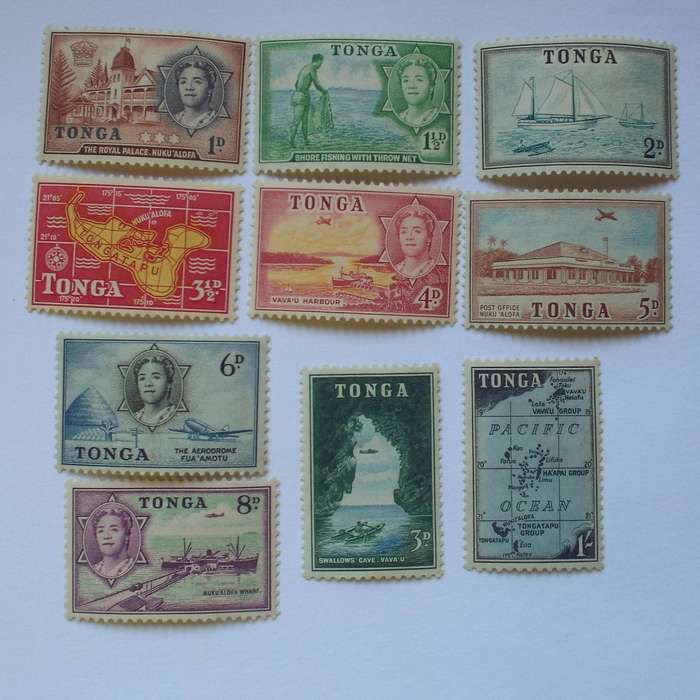 TONGA - 1953 Definitive Issue - Short Set of Singles to 1/- - Unused