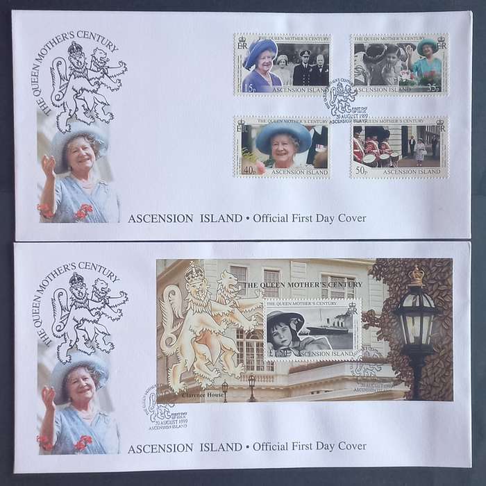 Ascension Island - 1999 Queen Elizabeth the Queen Mother - 2 x FDC's