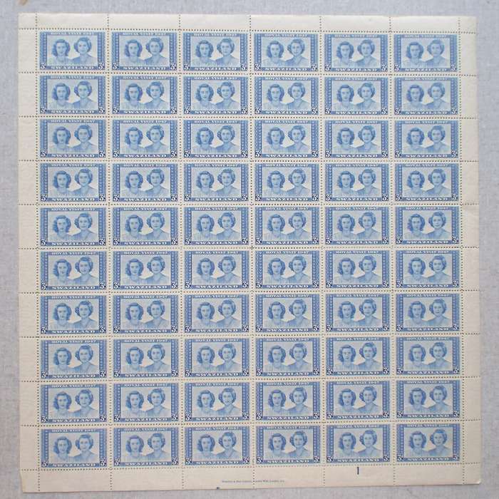 Swaziland - 1947 Royal Visit - Full Set of Full Sheets of 60 - Unused