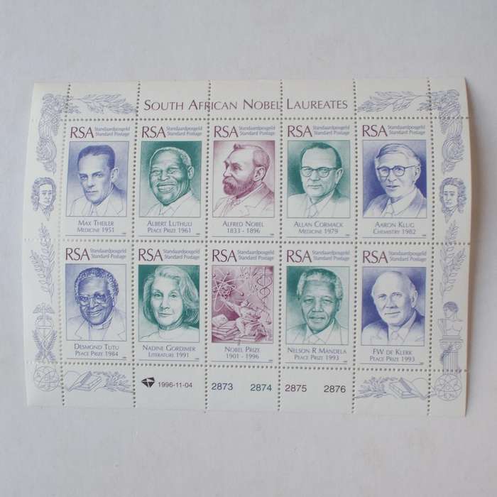 RSA - 1996 South African Nobel Laureates - Full Sheetlet - MNH