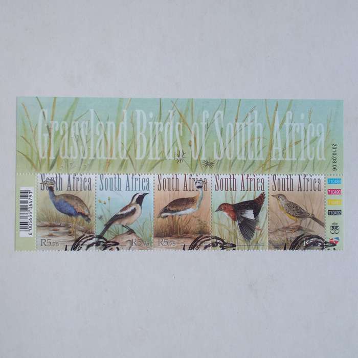 RSA - 2010 Grassland Birds of South Africa - Control Strip of 5 - CTO