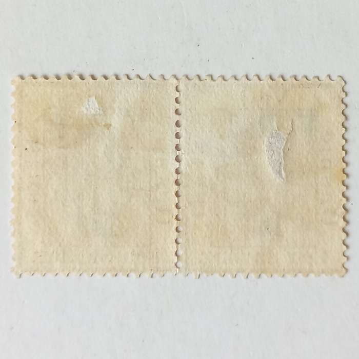 OFS - 1900 Optd and Surch (2nd print) - 1s on 1/- Brown - Pair, one with level stops - Unused