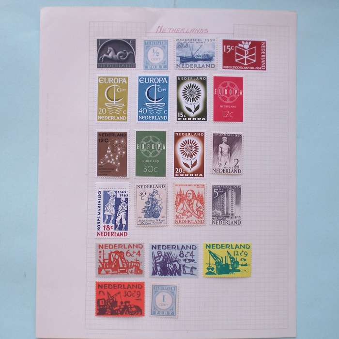 Netherlands - Good Collection of Early Mint Stamps - All Mounted to Paper