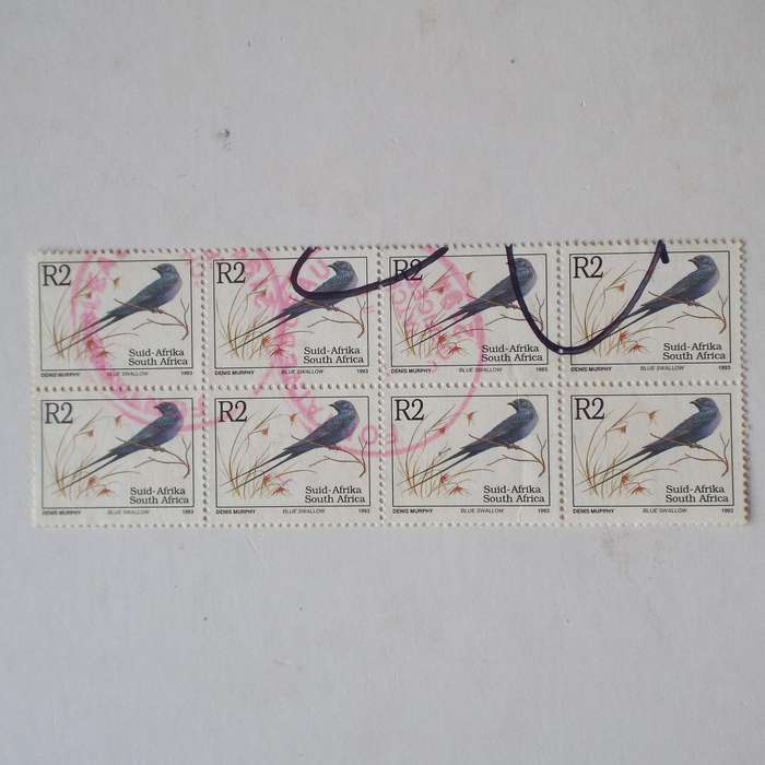 RSA - 1993 6th Defin issue - R2 - Block of 8 - Postally Used