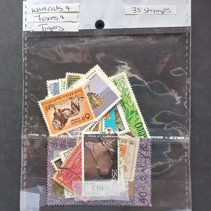 Thematics - Wild Cats & Foxes - 35 stamps in packet - no obvious duplication