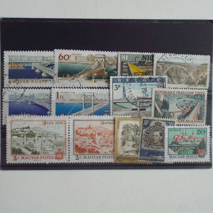 Thematics - Bridges - 13 stamps - Mixed World - no duplication