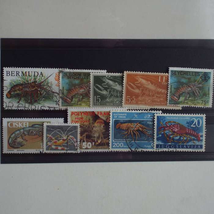 Thematics - Crustaceans - 10 stamps - Mixed World - no duplication