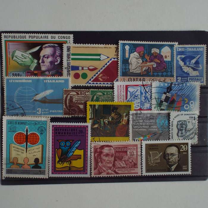 Thematics - The Art of Writing - 16 stamps - Mixed World - no duplication
