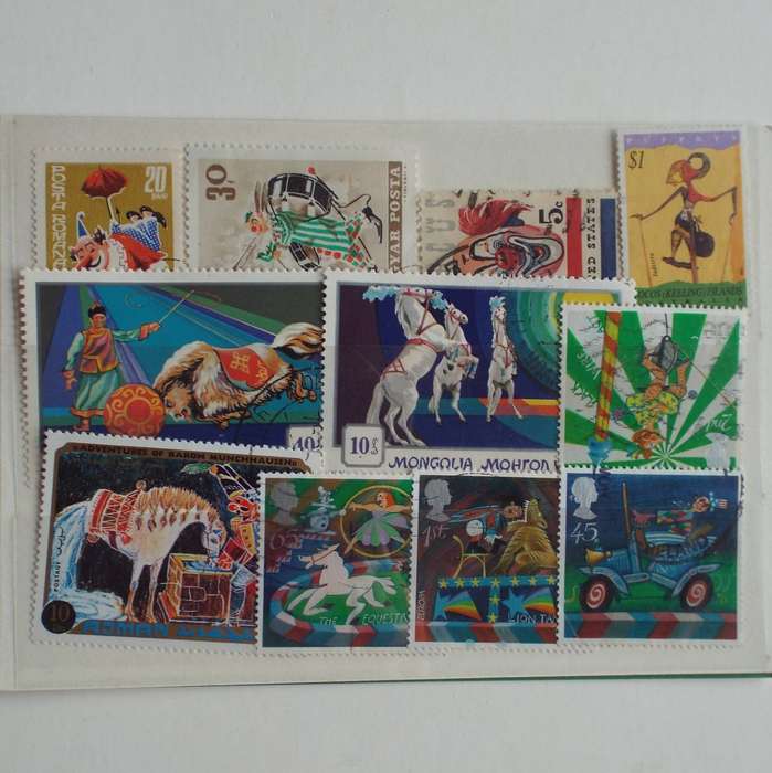 Thematics - The Circus - 11 stamps - Mixed World - no duplication