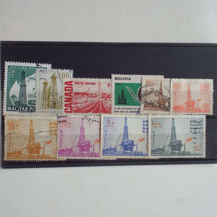 Thematics - Oil Rigs - 10 stamps - Mixed World - no duplication