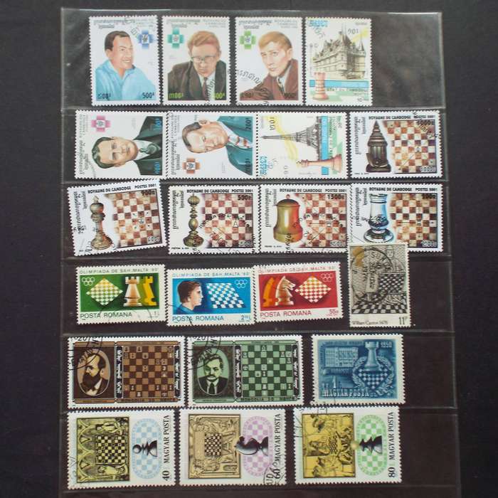 Thematics - Chess - 90 stamps - Mixed World - no duplication