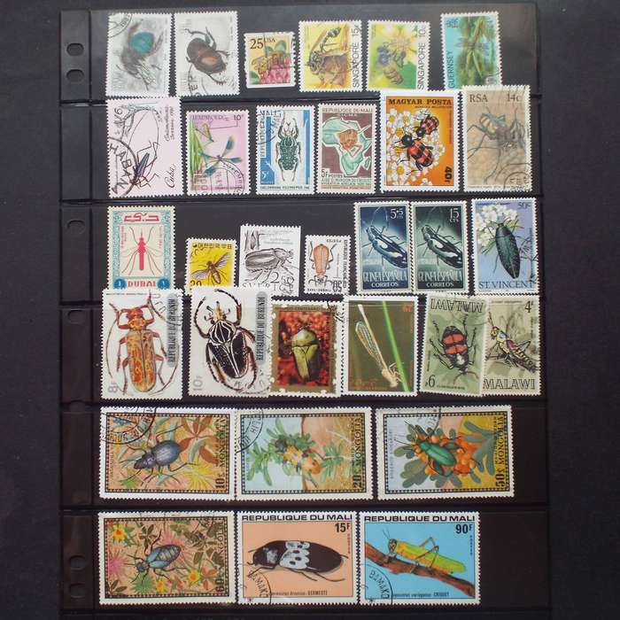 Thematics - Insects - 120 stamps - Mixed World - no duplication