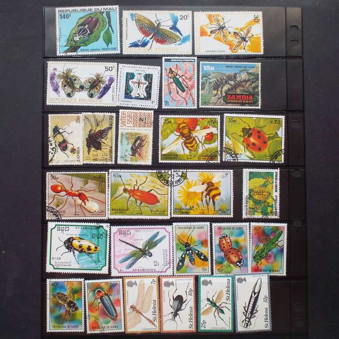 Thematics - Insects - 120 stamps - Mixed World - no duplication