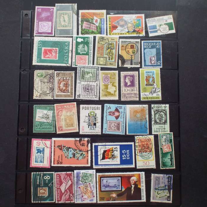 Thematics - Stamps on Stamps - 106 stamps - Mixed World - no duplication
