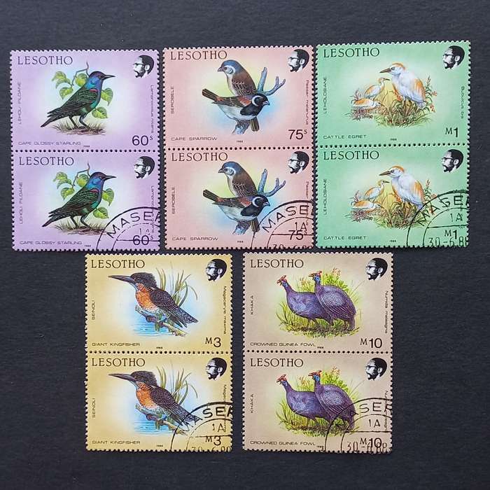 Lesotho - 1988 Birds - Full Set of Pairs - Unused and CTO
