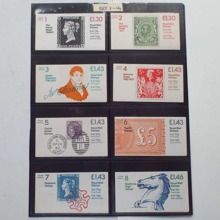 GB QEII - 1981 to 1985 "Postal History" Booklets - Full Set of 14 Booklets - Complete