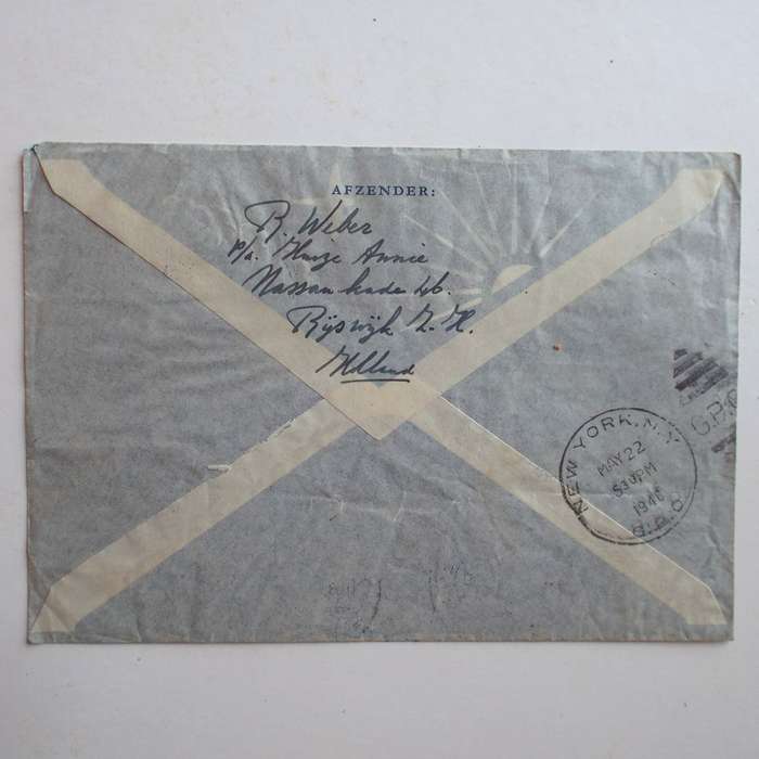 Postal History - 1946 Airmail Cover - First Transatlantic Flight Amsterdam to New York