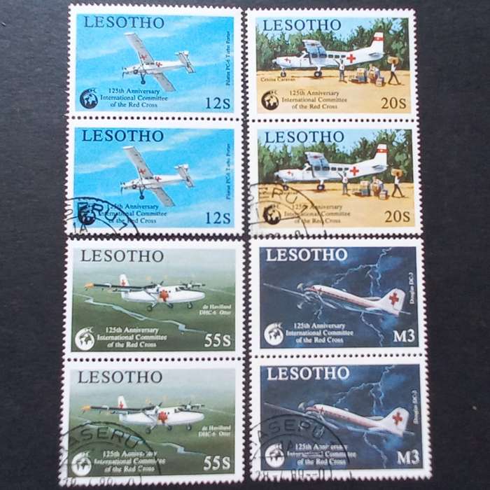 Lesotho - 1988 125th Anniversary of International Red Cross - Full Set of Pairs - Unused and CTO