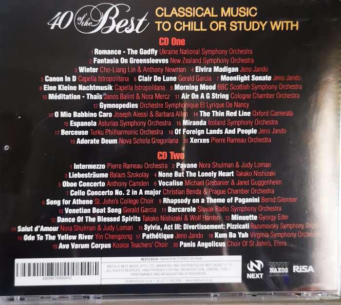 40 Of The Best - Classical Music to Chill or Study With (2-CD)