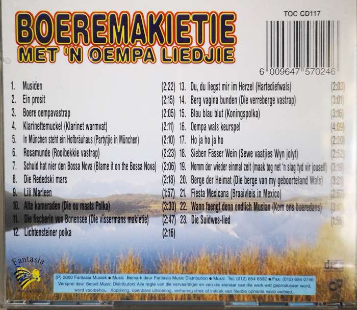 Boeremusiek - Die Wonderdansorkes - Boeremakietie met 'n Oempa Liedjie (CD)