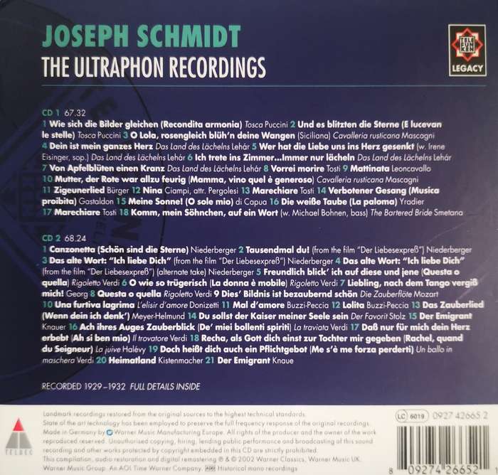 Joseph Schmidt - The Ultraphon Recordings (2-CD Digipack)