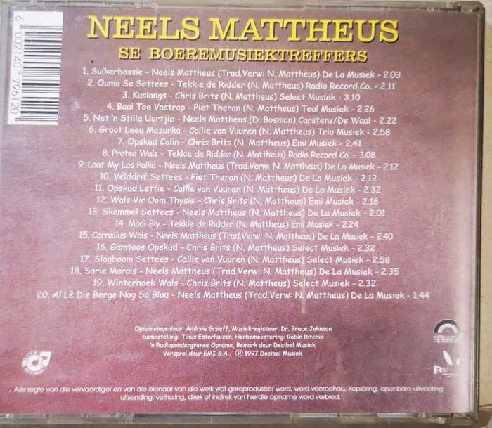 Boeremusiek - Neels Mattheus se Boeremusiektreffers (CD)