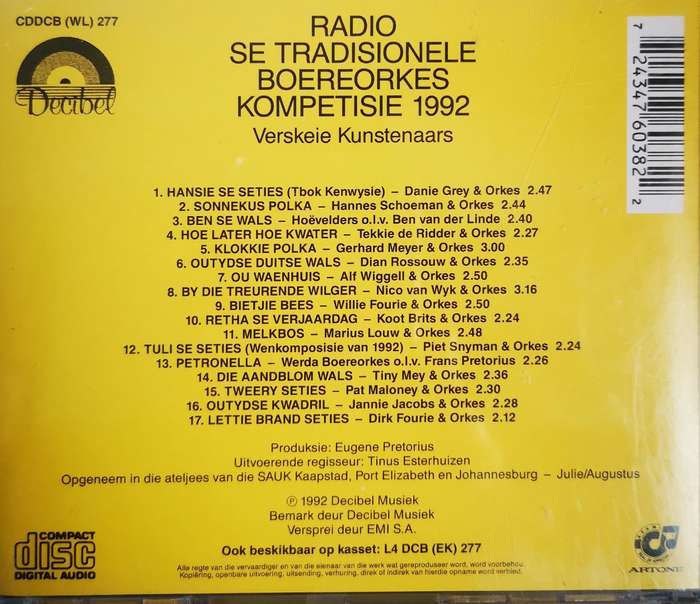Radio se Tradisionele Boereorkes Kompetisie 1992 (CD)