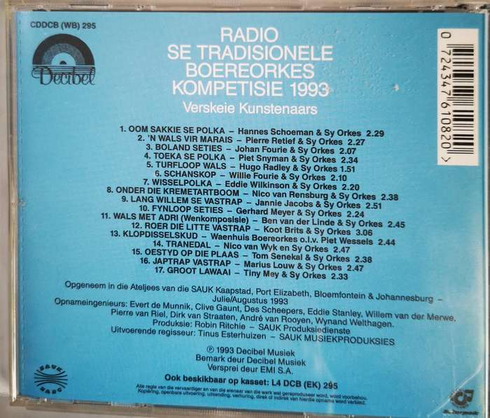 Radio se Tradsionele Boereorkes Kompetisie 1993 (CD)