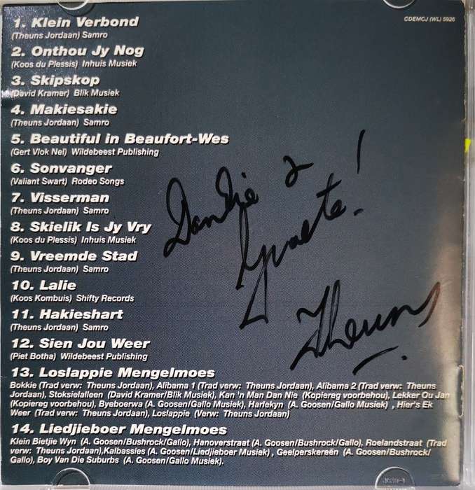 Theuns Jordaan - Vreemde Stad (CD) Signed