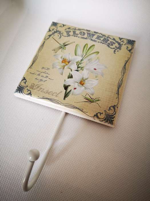 Towel Hook - White Flowers