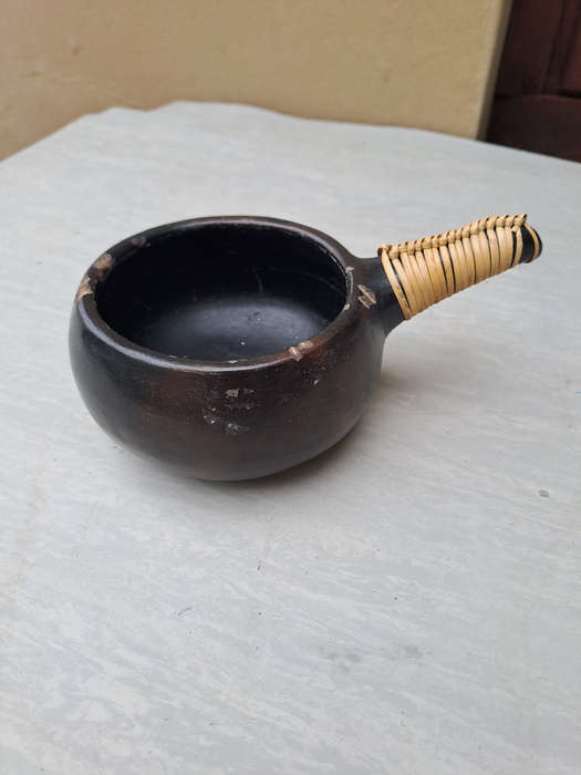 Traditional African clay handled pot