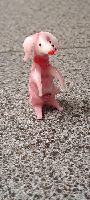 MURANO PINK DOG GLASS