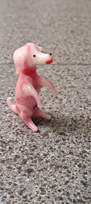 MURANO PINK DOG GLASS