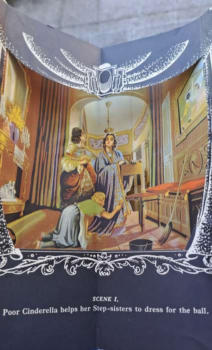 1950 Cinderella panorama book with 6 magnificent 3d scenes