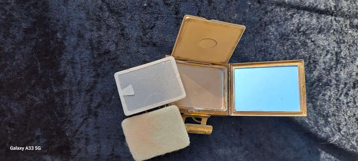 Beautiful Petit Point Kigu England compact mirror cigarette and lipstick holder purse