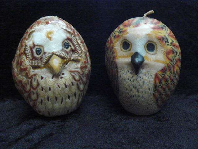 SET OF  X OWL CANDLES