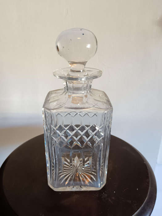 Vintage Cut Glass Crystal Square Decanter