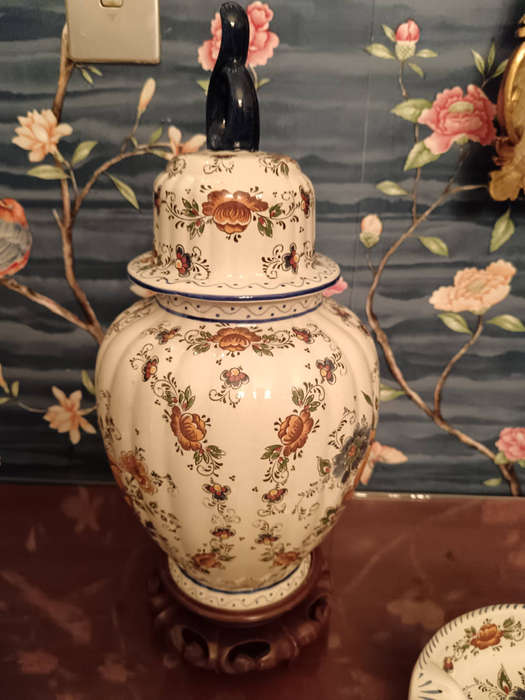 Delft Ginger Jar with Jug Vase & Ashtray by M Bequet Handmade