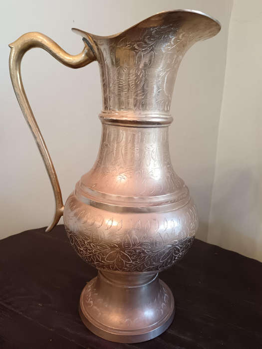 Indian  Large Chased Brass Pitcher