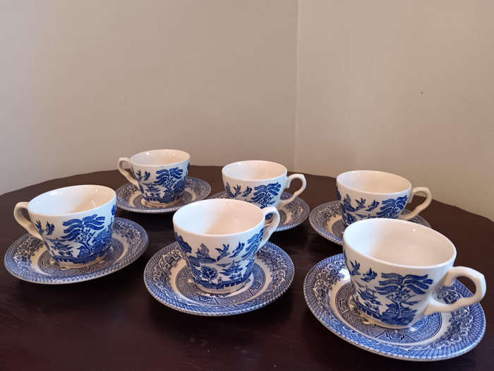 Set of 6 Blue Willow Duos