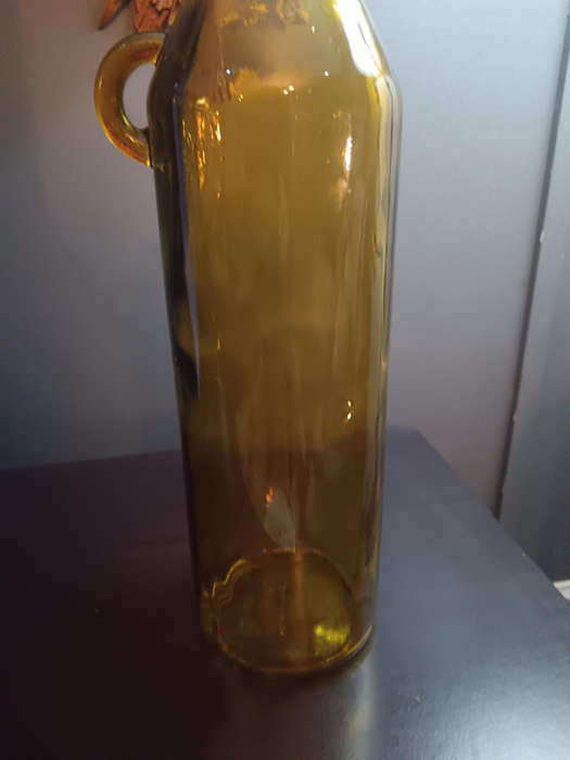 Gold Glass Cylinder Vase with Side Handle