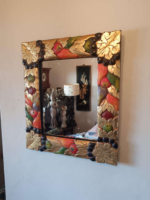 Carved Multi Colour Wooden Mirror