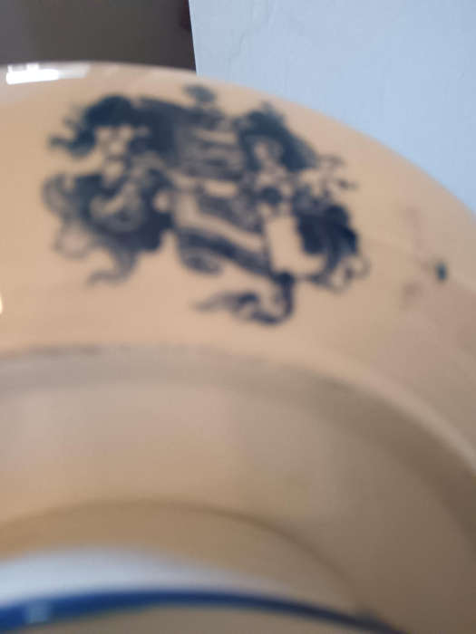 Chinese Vintage Footed Cake Plate decorated in Blue & White with Dragons