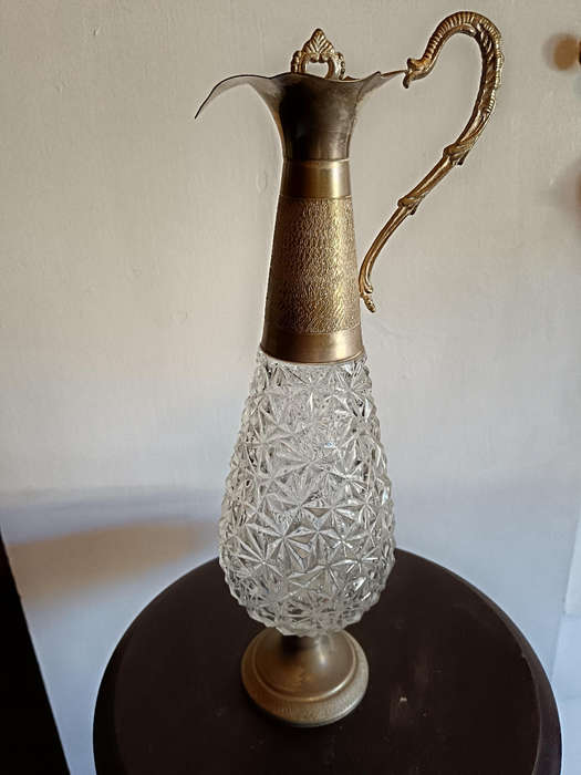 Cut Glass & Silver Plated Claret Jug with Stopper