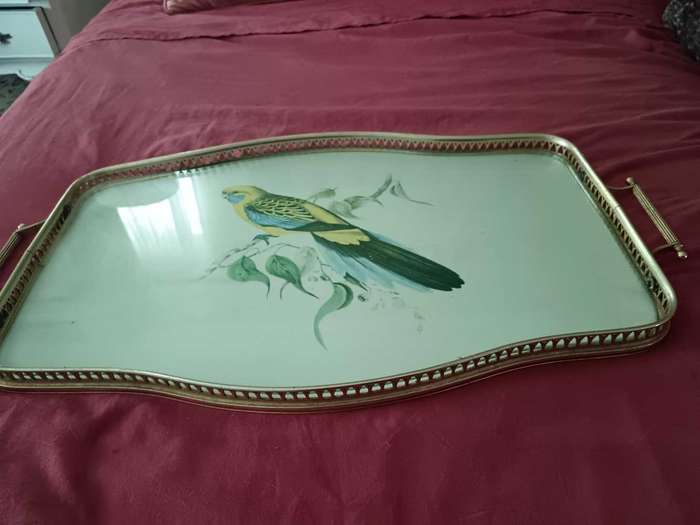 Italian Gallery Tray with Budgie Motif