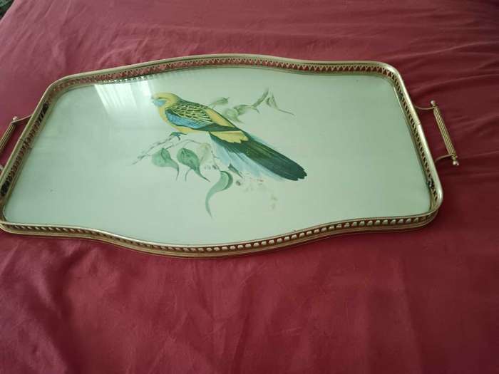 Italian Gallery Tray with Budgie Motif