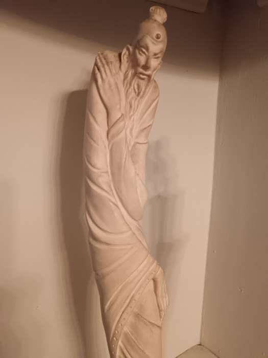 Pair of Chinese Sculpture Statue s of a Geisha and a Man Signed